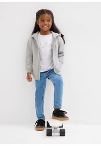 bonprix - Bluza rozpinana z kapturem, z miękkiego materiału z bawełną organiczną. Typ kołnierza: kaptur. Kolor: szary. Materiał: materiał, bawełna