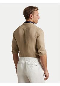 Polo Ralph Lauren Koszula 710968925004 Beżowy Slim Fit. Typ kołnierza: polo. Kolor: beżowy. Materiał: len #6