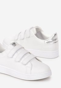 Born2be - Biało-Srebrne Sneakersy Zapinane na Rzepy Fuve. Zapięcie: rzepy. Kolor: biały #3