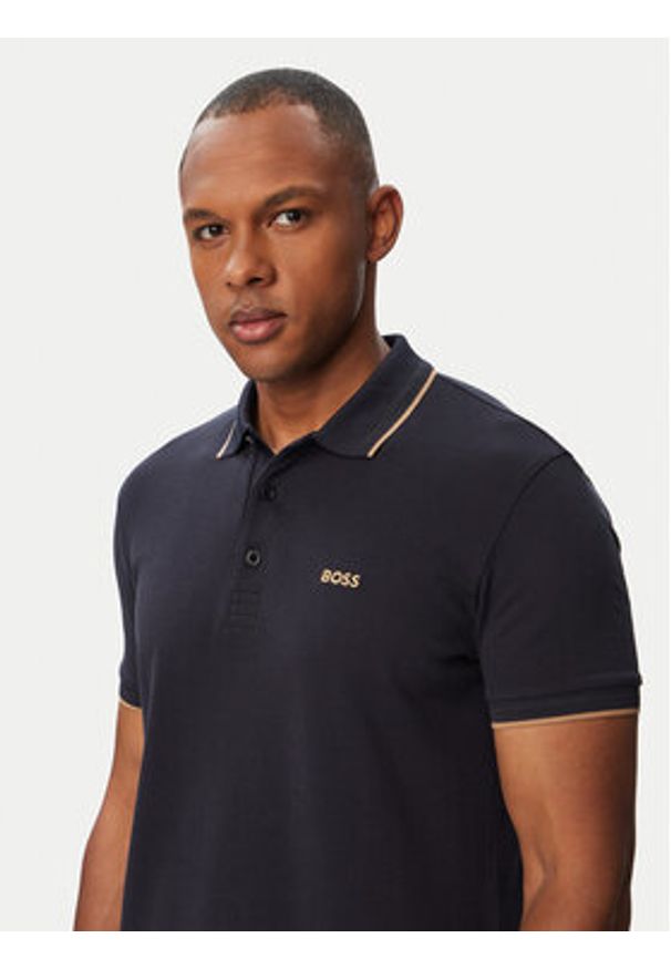 BOSS Polo Paddy 50469055 Granatowy Regular Fit. Typ kołnierza: polo. Kolor: niebieski. Materiał: bawełna