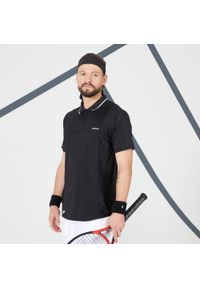 ARTENGO - Koszulka polo do tenisa z krótkim rękawem męska Artengo TPO DRY. Typ kołnierza: polo. Kolor: czarny. Materiał: poliester. Długość rękawa: krótki rękaw. Długość: krótkie. Sport: tenis #1