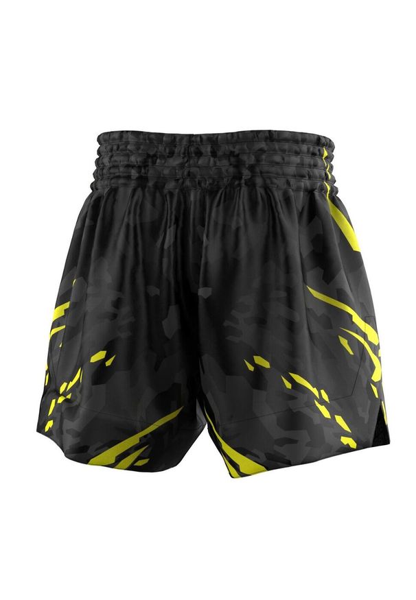 Spodenki Muay Thai męskie EXTREME HOBBY BLACK PANTHER. Kolor: czarny, wielokolorowy, żółty. Materiał: poliester