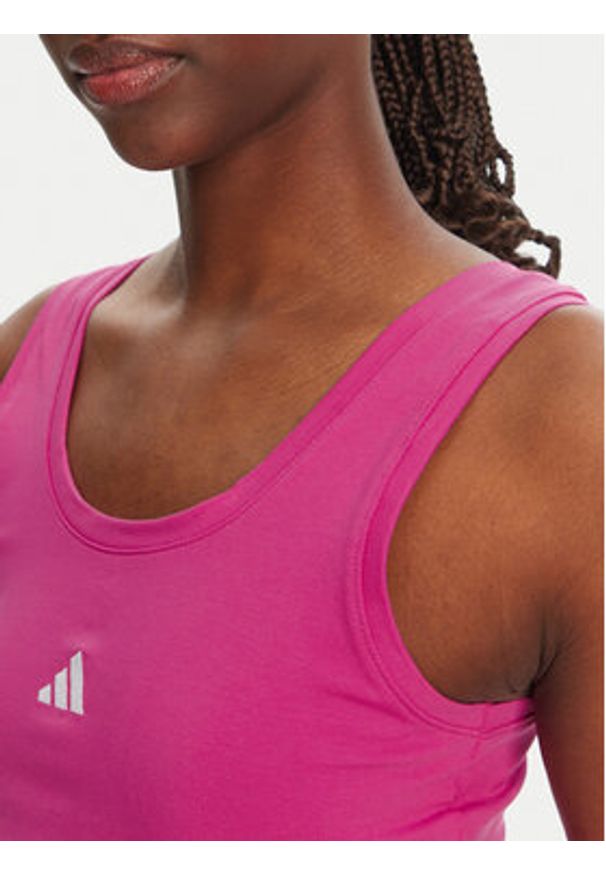 Adidas - adidas Top Essentials Small Logo JP4792 Różowy Slim Fit. Kolor: różowy. Materiał: bawełna
