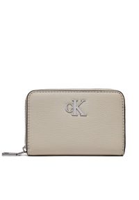 Calvin Klein Mały Portfel Damski Minimal Monogram Med Za K60K611500 Beżowy. Kolor: beżowy. Materiał: materiał #1