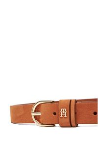 TOMMY HILFIGER - Tommy Hilfiger Pasek Damski Essential Effortless 2.5 Nubuck AW0AW17930 Brązowy. Kolor: brązowy. Materiał: zamsz, skóra #3