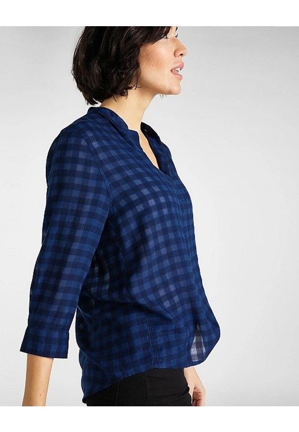 Lee - LEE ESSENTIAL BLOUSE DAMSKA BLUZKA W KRATĘ DARK NAVY L45VHTNM 112110614