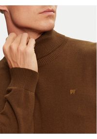 Wrangler Golf 112357293 Brązowy Regular Fit. Typ kołnierza: golf. Kolor: brązowy. Materiał: bawełna, syntetyk #5