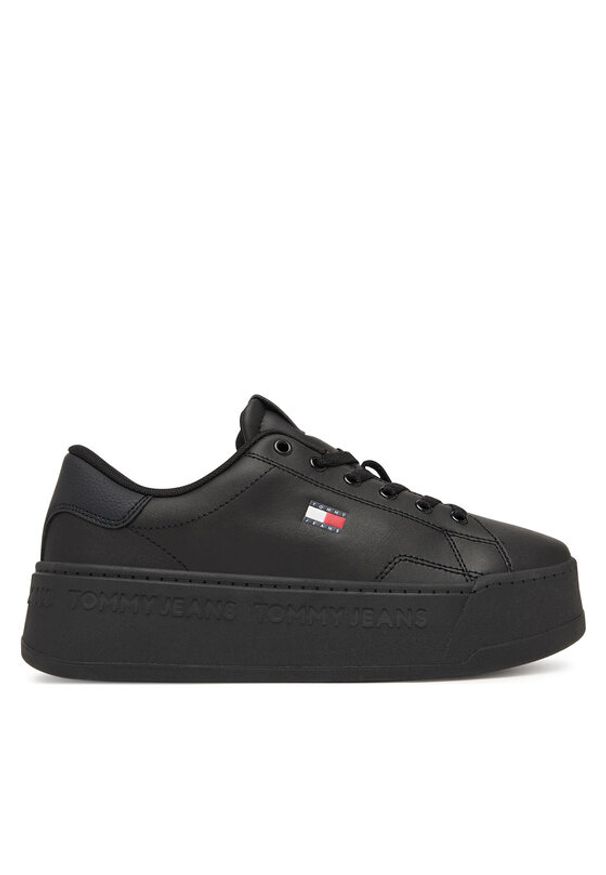 Tommy Jeans Sneakersy Platform Logo Sneaker EN0EN02961 Czarny. Kolor: czarny. Materiał: skóra. Obcas: na platformie