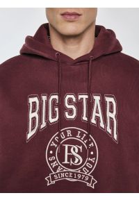 Big-Star - Bluza męska z kapturem z haftem bordowa Adam 604. Typ kołnierza: kaptur. Kolor: czerwony. Materiał: dzianina. Wzór: haft