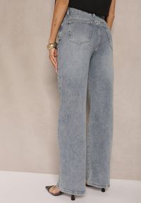 Renee - Jasnoniebieskie Szerokie Jeansy High Waist z Wiskozą Uliriel. Okazja: na co dzień. Stan: podwyższony. Kolor: niebieski. Styl: casual, elegancki