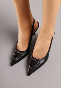 Born2be - Czarne Sandały na Szpilce z Cyrkoniową Klamrą Starstone. Okazja: na co dzień. Zapięcie: klamry. Kolor: czarny. Materiał: jeans. Obcas: na szpilce. Styl: klasyczny, casual, elegancki #3