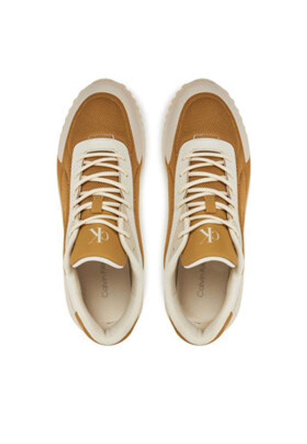 Calvin Klein Jeans Sneakersy Eva Runner Low Mesh Mix YM0YM01185 Żółty. Kolor: żółty. Materiał: materiał