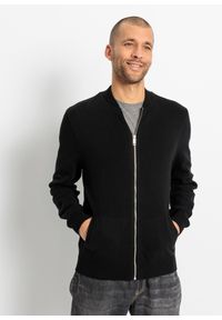 bonprix - Sweter rozpinany z bawełny z recyklingu. Kolor: czarny. Materiał: bawełna #1