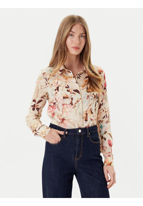 Guess Koszula W5YH0X WDW82 Beżowy Regular Fit. Kolor: beżowy. Materiał: syntetyk