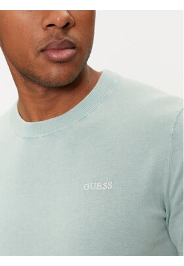 Guess Sweter M4GR05 Z3DN1 Błękitny Regular Fit. Kolor: niebieski. Materiał: bawełna