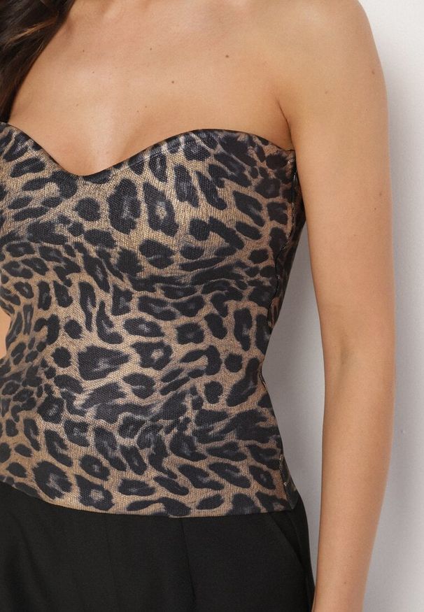 Born2be - Beżowy Top z Wiskozą o Kroju Bandeau Izureta. Okazja: na co dzień, na imprezę. Kolor: beżowy. Materiał: wiskoza. Długość: długie. Wzór: kwiaty. Sezon: lato. Styl: casual