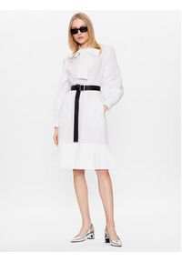 Karl Lagerfeld - KARL LAGERFELD Sukienka codzienna 226W1302 Biały Regular Fit. Okazja: na co dzień. Typ kołnierza: dekolt w karo. Kolor: biały. Materiał: bawełna. Typ sukienki: proste. Styl: casual