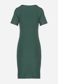 Born2be - Zielona Casualowa Sukienka z Bawełną Lumelisse. Okazja: na co dzień. Kolor: zielony. Materiał: bawełna. Typ sukienki: proste. Styl: casual #7