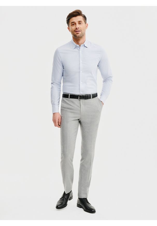 Pako Lorente - PAKO LORENTE – Niebieska bawełniana koszula męska. Kolor: niebieski, zielony. Materiał: bawełna. Długość rękawa: długi rękaw. Długość: długie. Wzór: gładki