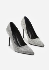 Renee - Czarne Eleganckie Szpilki Ozdobione Cyrkoniami Anwedasa. Kolor: czarny. Materiał: jeans. Wzór: aplikacja. Obcas: na szpilce. Styl: elegancki #2