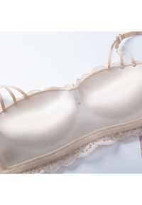 Intica - Biustonosz balkonetka push-up koronkowy z kokardkami Hafize. Kolor: beżowy. Materiał: koronka. Rodzaj stanika: push-up #3