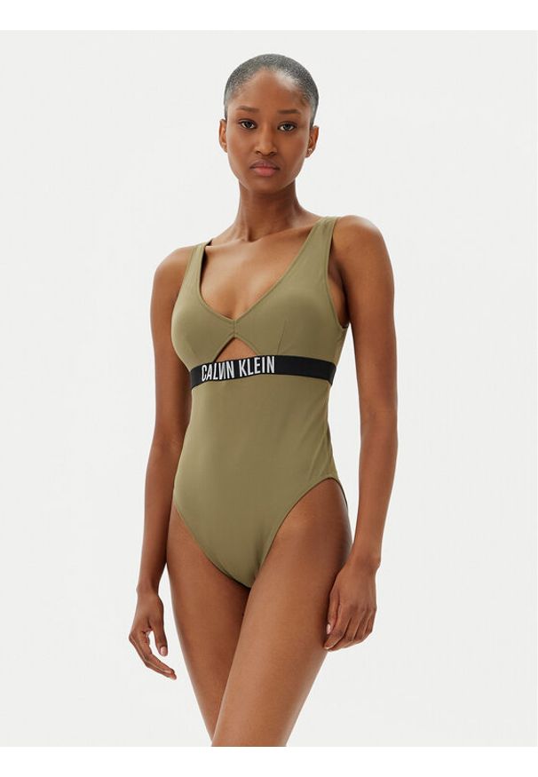 Calvin Klein Swimwear Strój kąpielowy KW0KW02746 Zielony. Kolor: zielony. Materiał: syntetyk