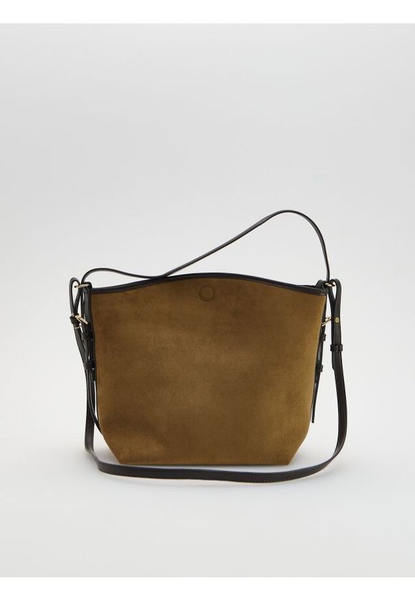 Reserved - Torebka z imitacji zamszu - warm olive. Materiał: zamszowe