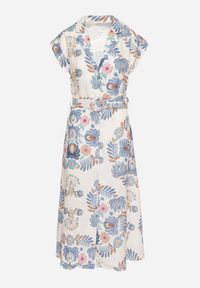 Born2be - Niebieska Sukienka z Wiskozą o Koszulowym Kroju z Paskiem z Klamrą Nitasiela. Okazja: na co dzień. Typ kołnierza: dekolt w kształcie V. Kolor: niebieski. Materiał: wiskoza. Długość rękawa: krótki rękaw. Typ sukienki: koszulowe. Styl: casual, klasyczny #3