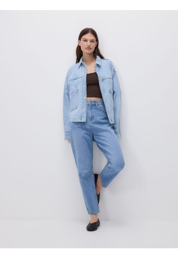 Reserved - Jeansy mom fit - niebieski. Kolor: niebieski