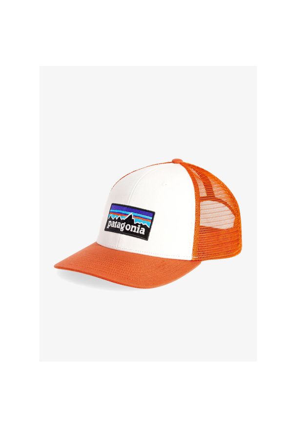 Czapka z daszkiem Patagonia P-6 Logo Trucker Hat - white/redtail rust. Kolor: pomarańczowy