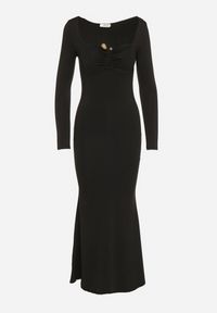 Born2be - Czarna Koktajlowa Sukienka z Wiskozą i Metaliczną Ozdobą Refare. Okazja: na imprezę. Kolor: czarny. Materiał: wiskoza. Wzór: aplikacja. Styl: wizytowy #4