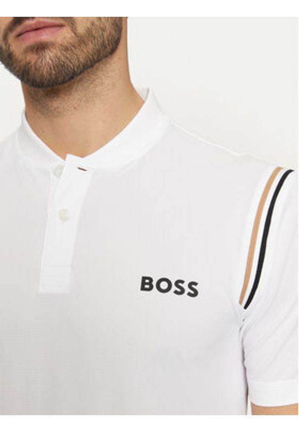 BOSS - Boss T-Shirt Pariq 50534347 Biały Slim Fit. Kolor: biały. Materiał: syntetyk