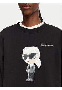Karl Lagerfeld - KARL LAGERFELD Bluza B3W20049 Czarny Regular Fit. Typ kołnierza: dekolt w karo. Kolor: czarny. Materiał: bawełna #5