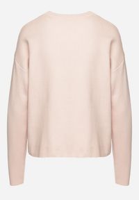 Born2be - Jasnoróżowy Sweter o Pudełkowym Kroju z Ozdobną Kieszonką Seaviraen. Okazja: do pracy, na co dzień. Kolor: różowy. Materiał: jeans. Długość rękawa: długi rękaw. Długość: długie. Styl: casual, elegancki
