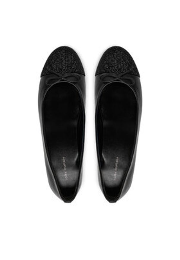 Tory Burch Baleriny Cap-Toe Pave Ballet 166214 Czarny. Kolor: czarny. Materiał: skóra