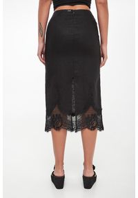 Twinset Milano - Spódnica lniana z koronką TWINSET. Materiał: len, koronka. Wzór: koronka #2