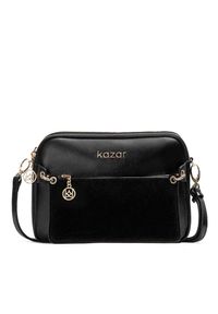Kazar - Czarna torebka damska. Kolor: czarny. Materiał: zamszowe, skórzane #1