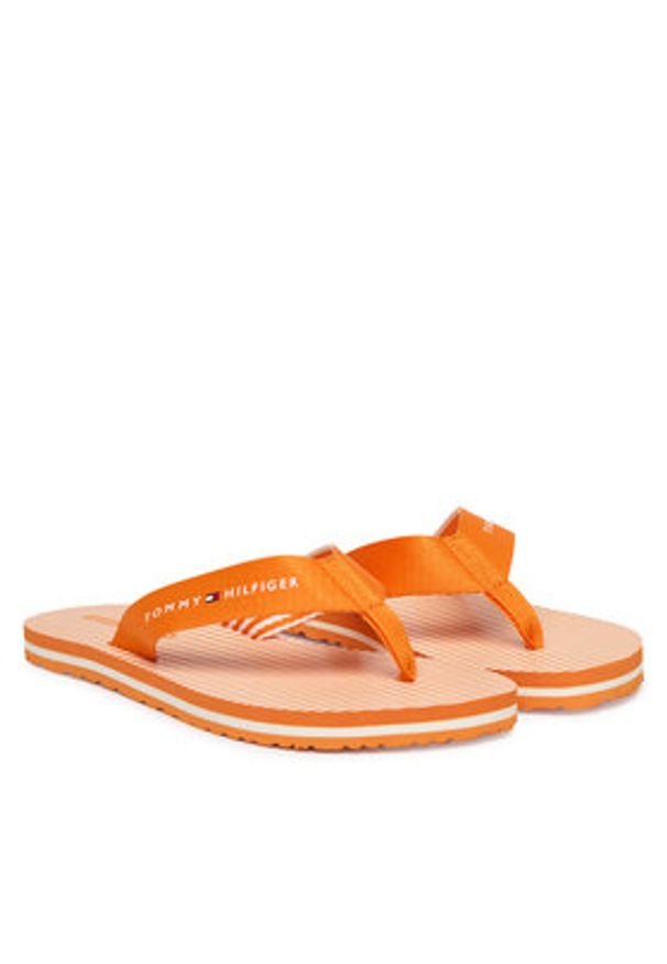 TOMMY HILFIGER - Tommy Hilfiger Japonki Th Ithaca Stripe Summer Sandal FW0FW09192 Pomarańczowy. Kolor: pomarańczowy. Materiał: materiał