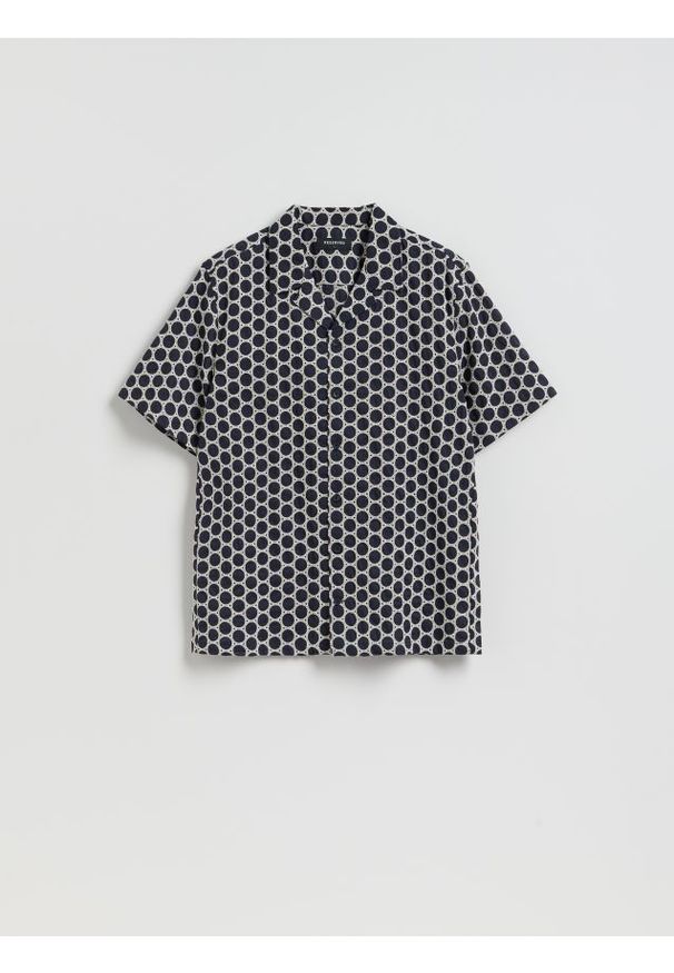 Reserved - Wzorzysta koszula comfort fit - granatowy. Kolor: niebieski. Materiał: tkanina, bawełna