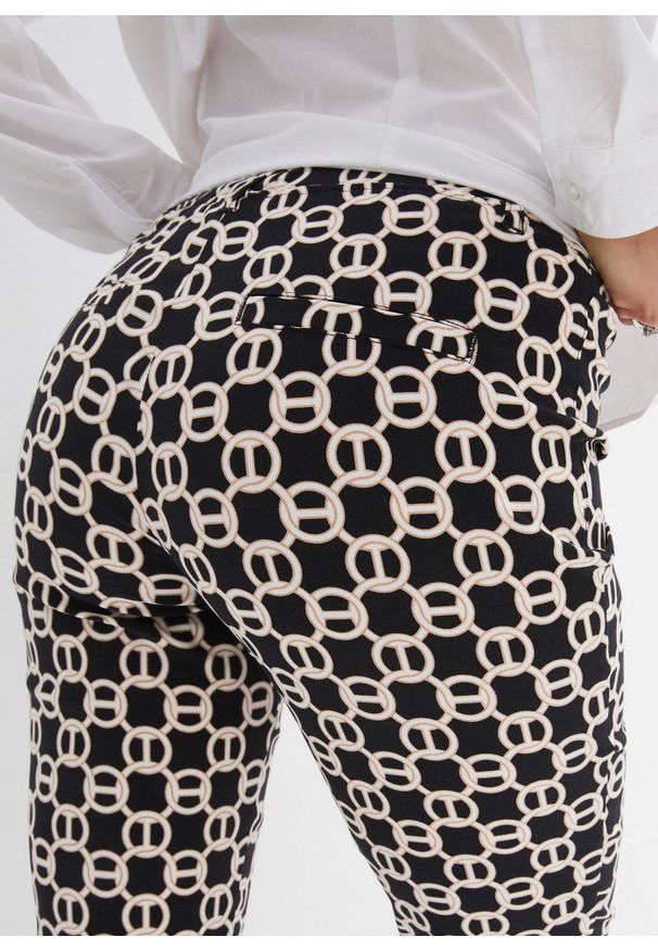 bonprix - Spodnie ze stretchem z bengaliny. Kolor: czarny