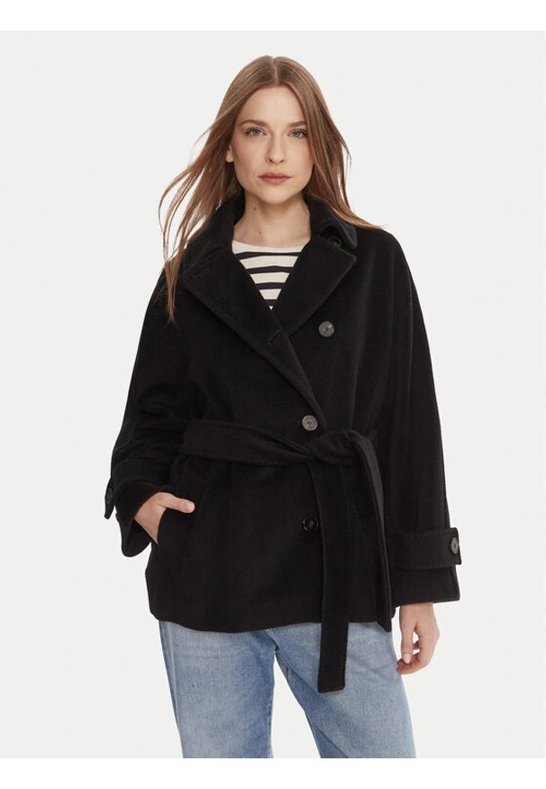 Marella Płaszcz wełniany Dovere 2523086112 Czarny Regular Fit. Kolor: czarny. Materiał: wełna
