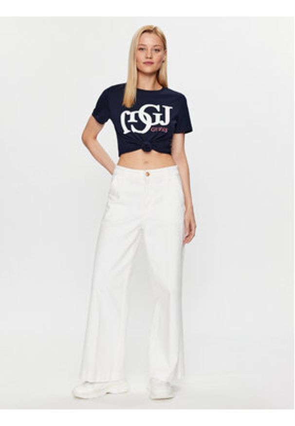 Guess T-Shirt Debora V3YI17 I3Z14 Granatowy Regular Fit. Kolor: niebieski. Materiał: bawełna