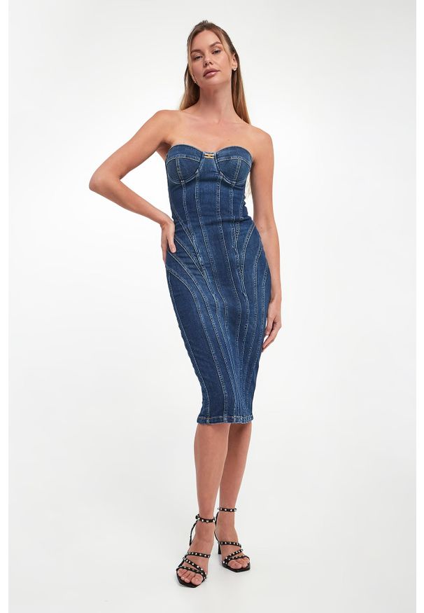Elisabetta Franchi - Sukienka jeansowa bodycon ELISABETTA FRANCHI. Materiał: jeans. Typ sukienki: bodycon