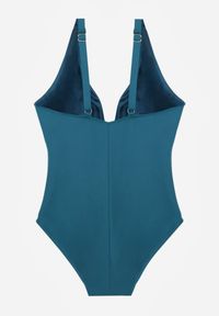 Born2be - Ciemnozielony Elegancki Strój Kąpielowy Jednoczęściowy z Metaliczną Aplikacją Vilinaith. Kolekcja: plus size. Kolor: zielony. Wzór: aplikacja #4