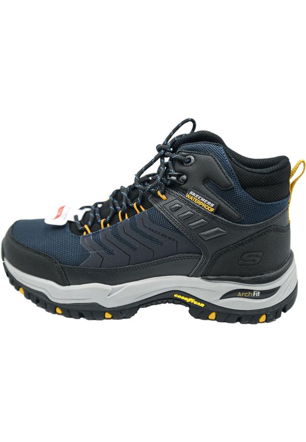 skechers - Buty trekkingowe męskie Skechers 204634NVBK. Wysokość cholewki: za kostkę. Kolor: niebieski. Materiał: skóra, syntetyk, materiał. Szerokość cholewki: normalna