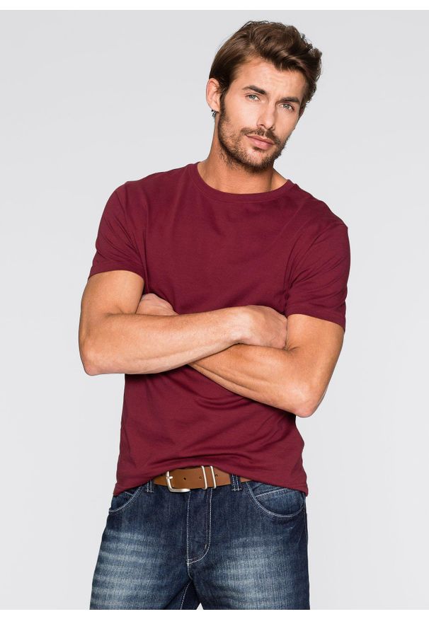 bonprix - T-shirt (3 szt.). Kolor: czerwony. Materiał: jersey