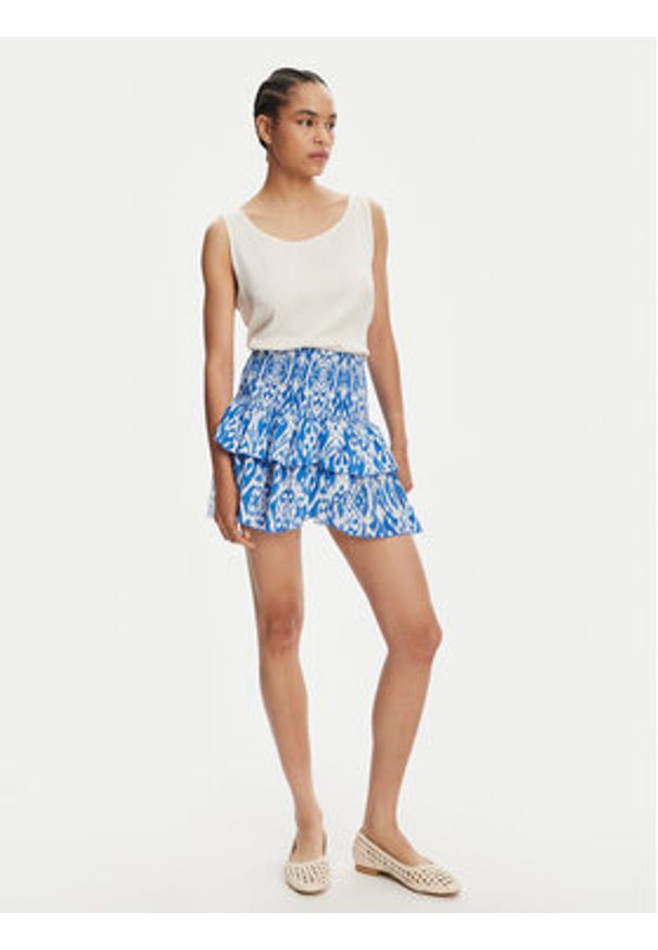 only - ONLY Spódnica mini Nadja 15351182 Niebieski Regular Fit. Kolor: niebieski. Materiał: bawełna