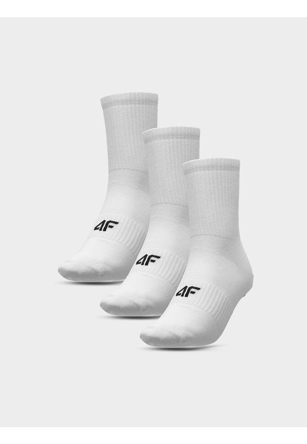 4f - 4F Skarpetki długie (3-pack) męskie - białe 39-42. Kolor: biały. Wzór: prążki