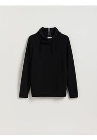 Reserved - Sweter z szerokim golfem - czarny. Typ kołnierza: golf. Kolor: czarny. Materiał: dzianina, bawełna