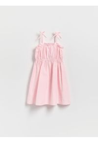 Reserved - Sukienka w paski - pastelowy róż. Kolor: różowy. Materiał: tkanina. Wzór: paski #1
